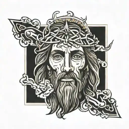 Jesus Head On Left Chest And In Middle Chest Cross