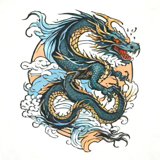Dragon Flying Threw Mountain And Sea