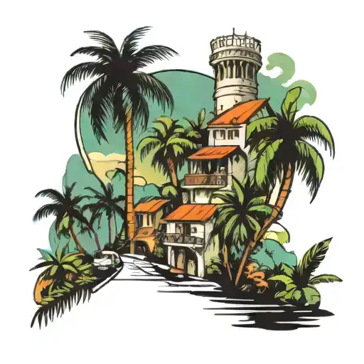 Palm Tress And Buildings Roads Lead To Beautiful Places