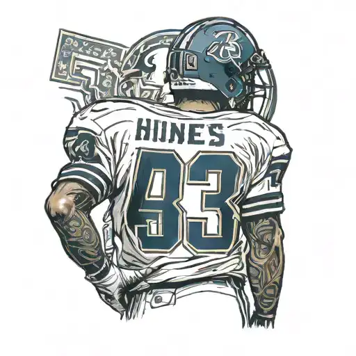 Back Of Football Player Wearing Jersey With The Number 43 And Last Name Hines
