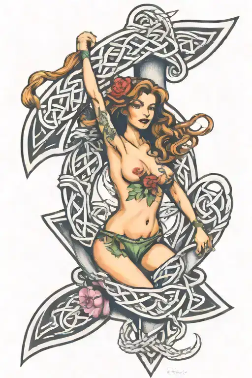 Celtic Knot Anchor With Nude Pinup Girl