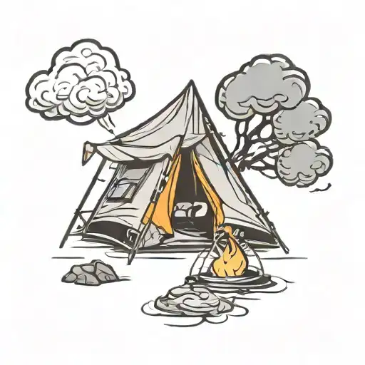 Camping Tent And Tornado Storm