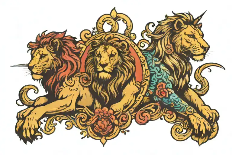 Lion And Unicorn Surrounded