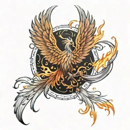 Oriental Phoenix Rising From Flames Chest Piece