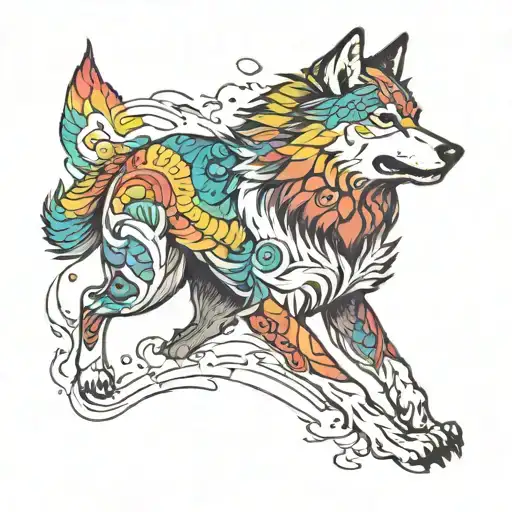 Rainbow Wolf Running