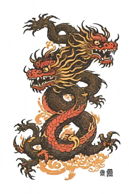 Chinese Dragons Characters On A Background Of Sakura