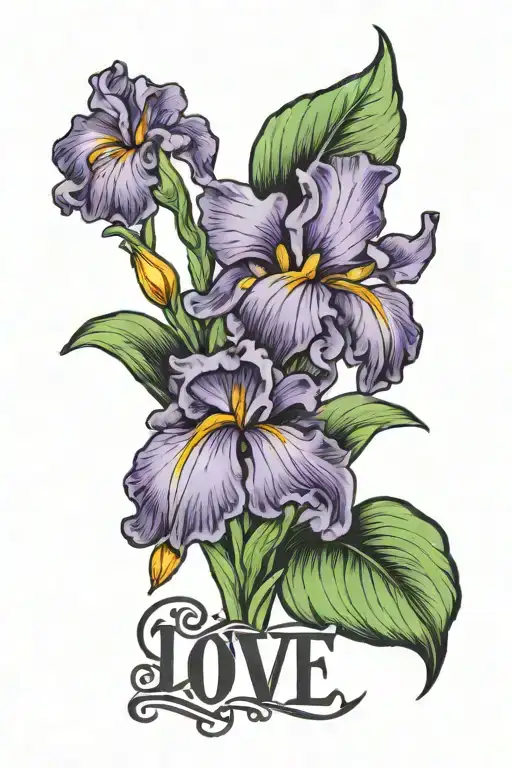 The Word Love And An Iris