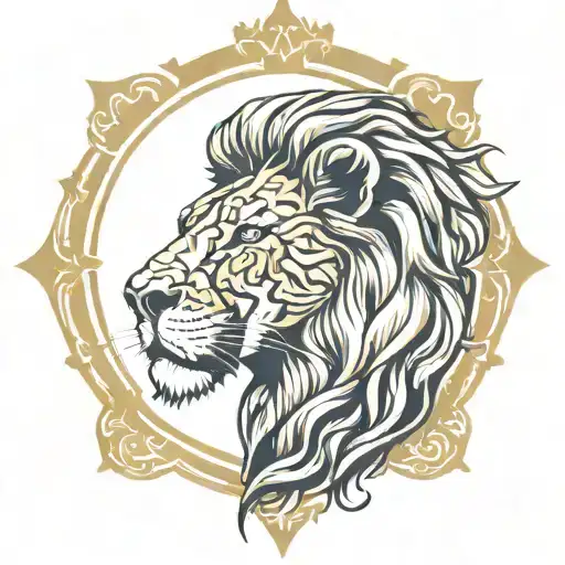 Lion Head Symmetry Exuding Confidence And Calm