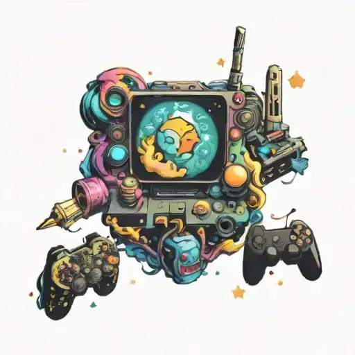 A Psychedelic Galaxy Filled With Pixelated Gaming Characters