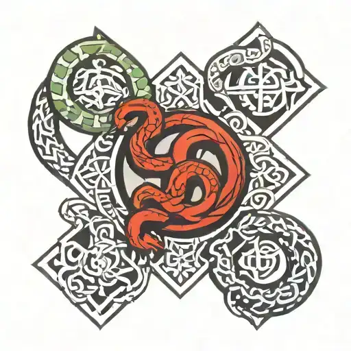 Celtic Cross And Snake
