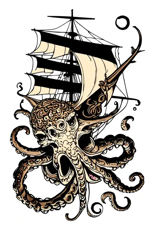 Ship And Kraken Emerging