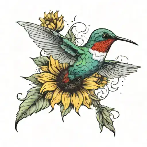 A Hummingbird With Sunflowers In It