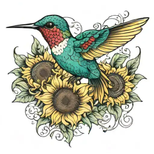 Hummingbird With Sunflowers In It