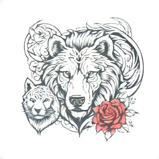 Bear With Wolf An Lion Sleeve