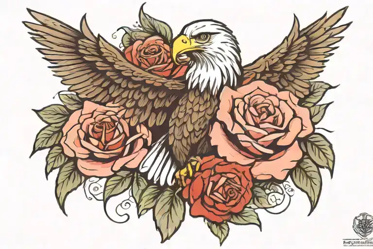 Eagle And Rose Surrounded