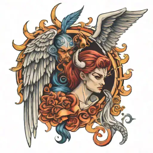 Gemini Tattoo Devil And Angel Wings