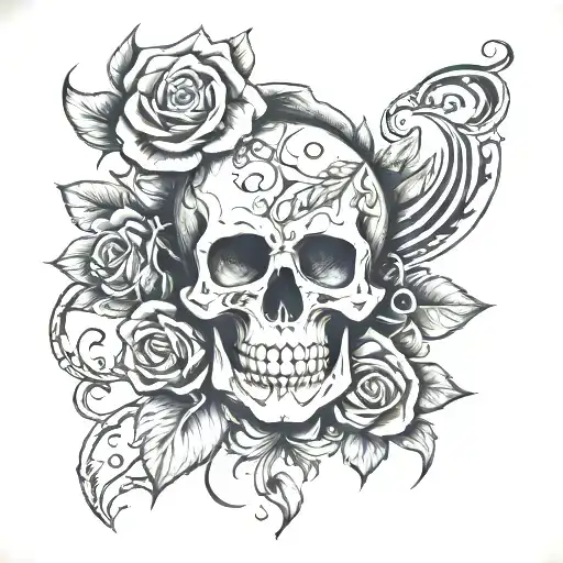 Skull And Rose
