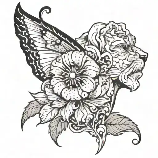 Mayflower Black And White With Face Profile As Stem