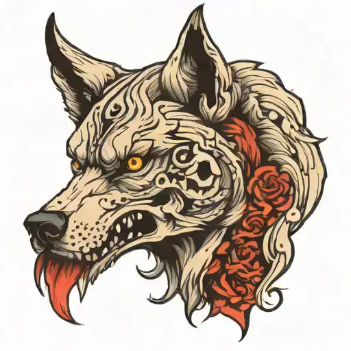 Wolf With Skull
