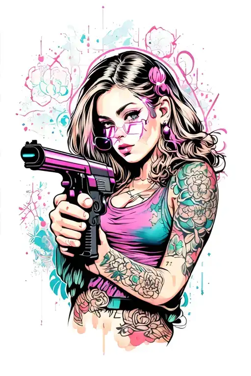 Cool Girl With Laser Gun