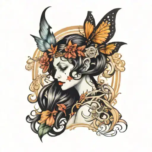 Fairy Woman No Face Art Noveau Style