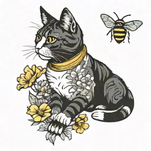 Cat And Bee