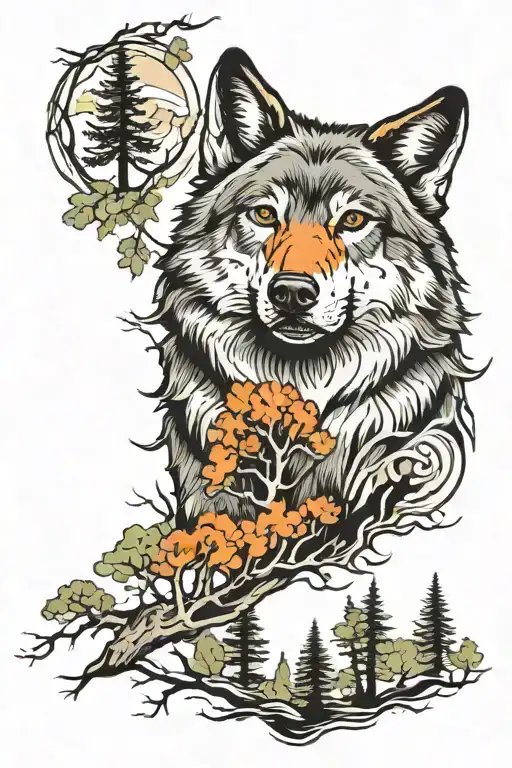 Wolf In Aspen Trees