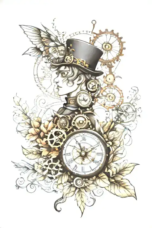 Steampunk And Nature Scene