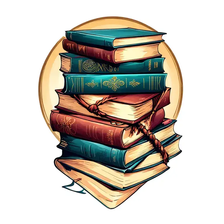 Books Stacked Together