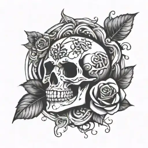Skull Rose Time Piece