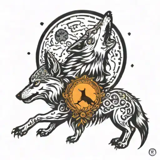 Indian Wolf Howling At The Moon