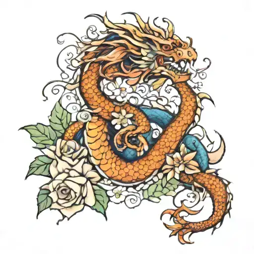 Dragon In Flowers
