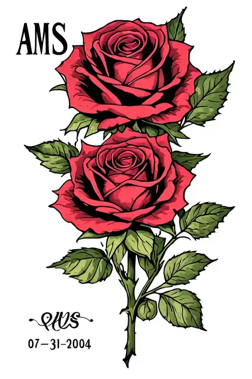 Roses With Initials Ams And Date 07-31-2004