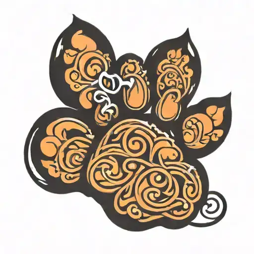 Cat Paw Outline With The Letter D In The Middle
