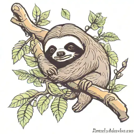 Sloth Holding A Baby Sloth While Holding Onto A Tree Branch