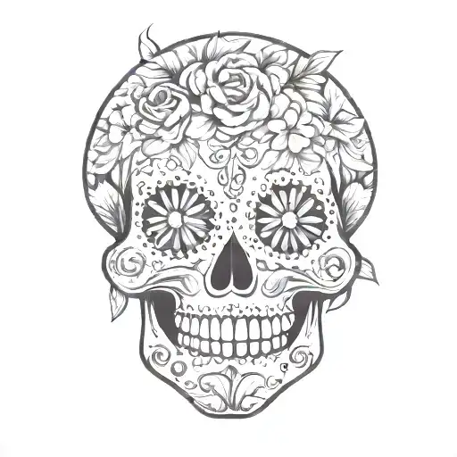 Sugar Skull With Floral