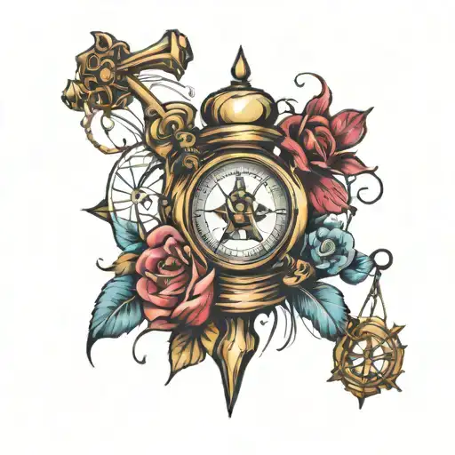 Hourglass And Compass