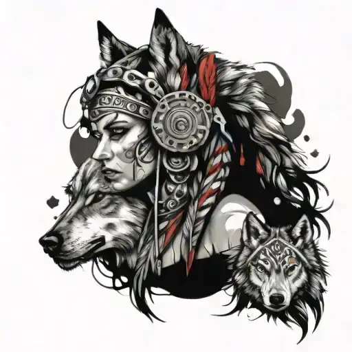 Trash Polka Female Celtic Warrior With Wolf Headdress
