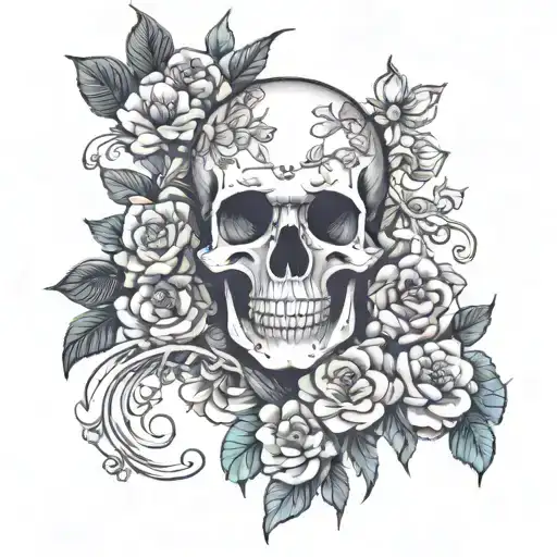 Skeleton And Floral Sleeve