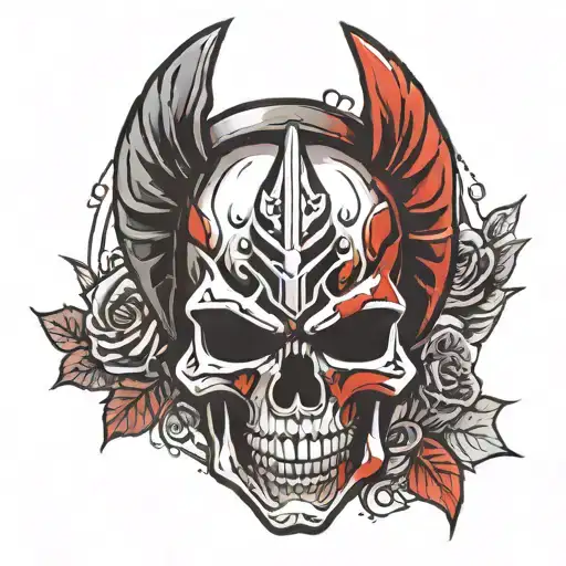 Black And Red Spartan Skull