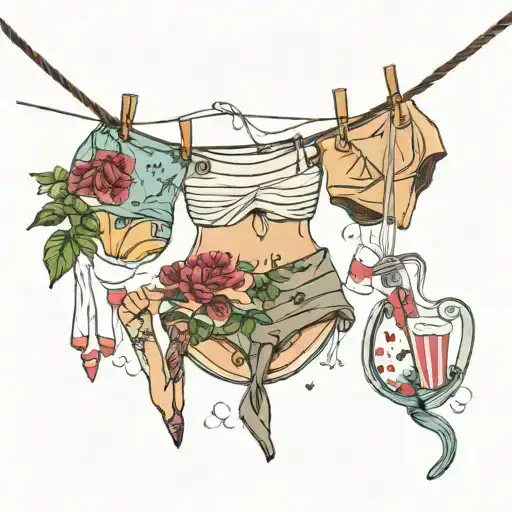 Washing Line With Bikini Taking