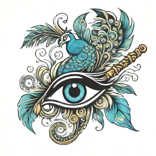 Krishna Flute With Peacock Feather And Krish Wriiten Beneath It Creatively