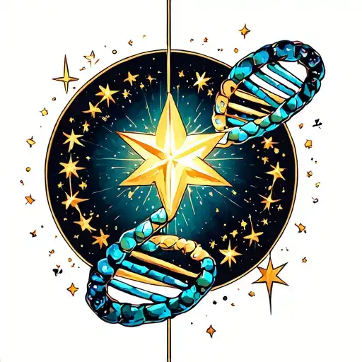 Dna And Stars Shining