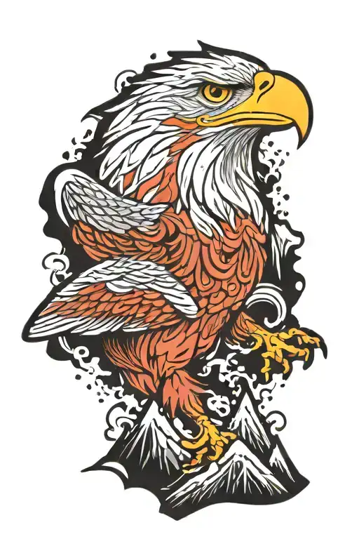 Eagle Heroic Mountain In Background