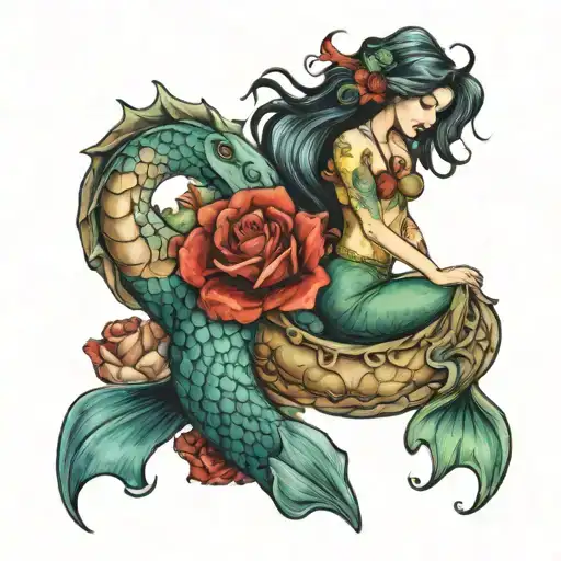 Mermaid And Sea Horse