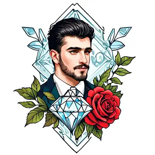 Oliver In Neo Traditional Style With Diamond And Roses
