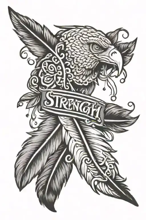 Strength Word With Feather Feather Feather