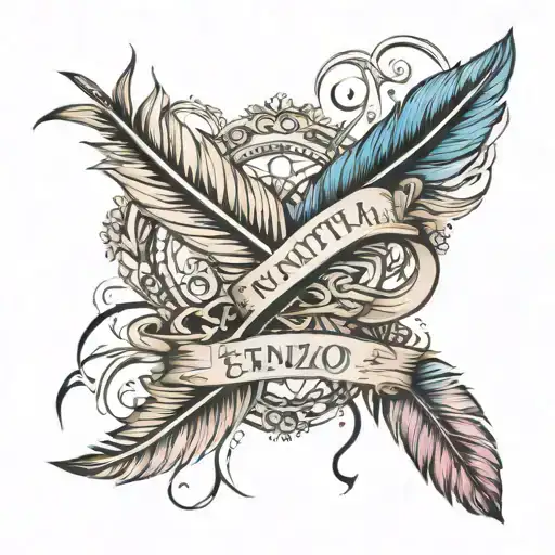 Feather And Infinity Symbol First Name Enzo And Monica