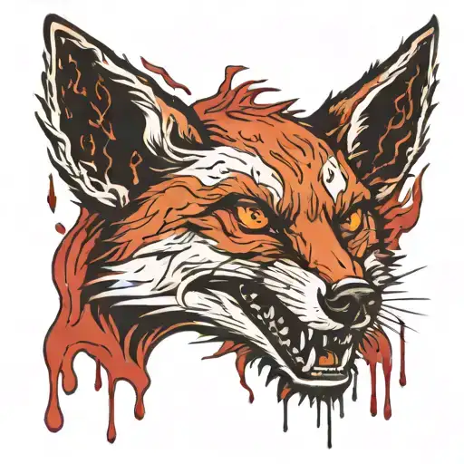 Bloody Head Of An Evil Fox And Coal Nearby