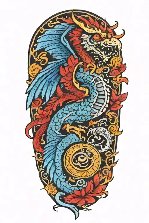 Mexican Inspired Dragon With The Mexican Eagle Flying
